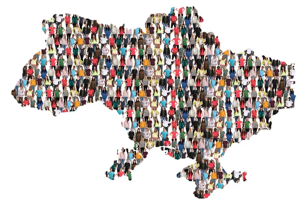 Wielokulturowym grupa osób integracji immigratio Mapa Ukrainy — Zdjęcie stockowe