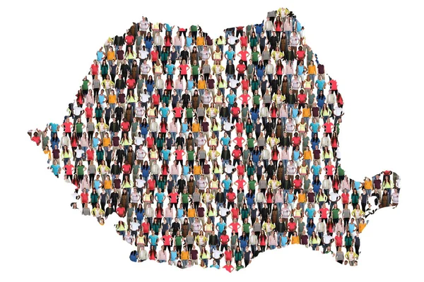 Rumänien karta mångkulturell grupp människor integration immigratio — Stockfoto