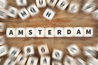 Amsterdam şehir şehir seyahat seyahat zar iş kavramı