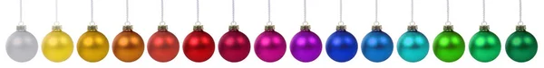 Bolas de Natal baubles banner decoração colorida em uma linha isol — Fotografia de Stock