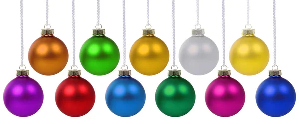 Bolas de Natal baubles banner pendurado isolado no branco — Fotografia de Stock