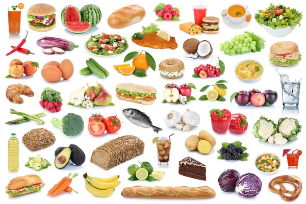 食物和饮料的集合背景健康吃水果蔬菜 — 图库照片