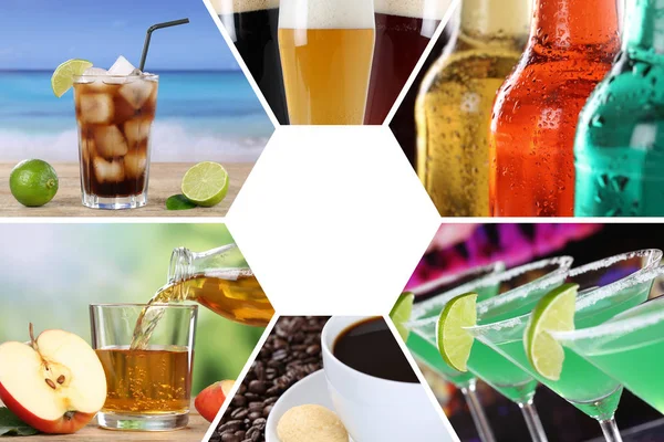 Bebida menu coleção colagem bebidas bebidas restaurante bar — Fotografia de Stock