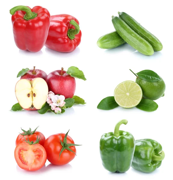 Fruits and vegetables collection isolated apples tomatoes bell p Stock Image