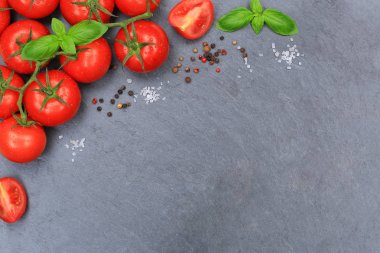 Domates domates kırmızı sebze kayrak boşaltmak Üstten Görünüm