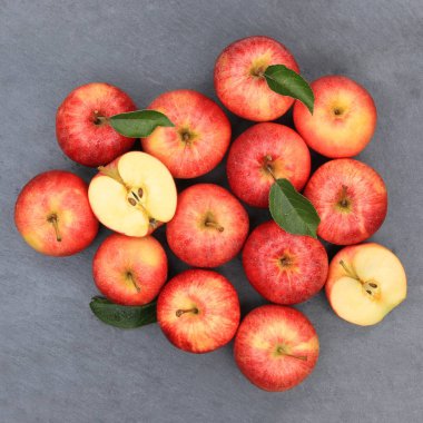 Elma elma meyve kayrak kırmızı üstten görünüm kare