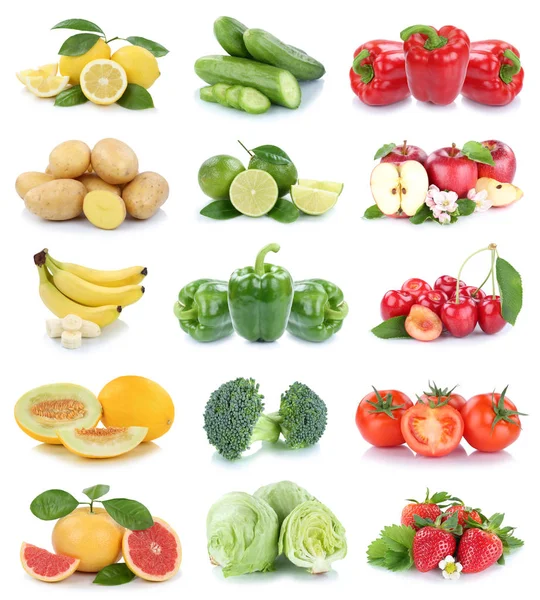 과일 및 야채 컬렉션 절연 사과 토마토 strawb — 스톡 사진