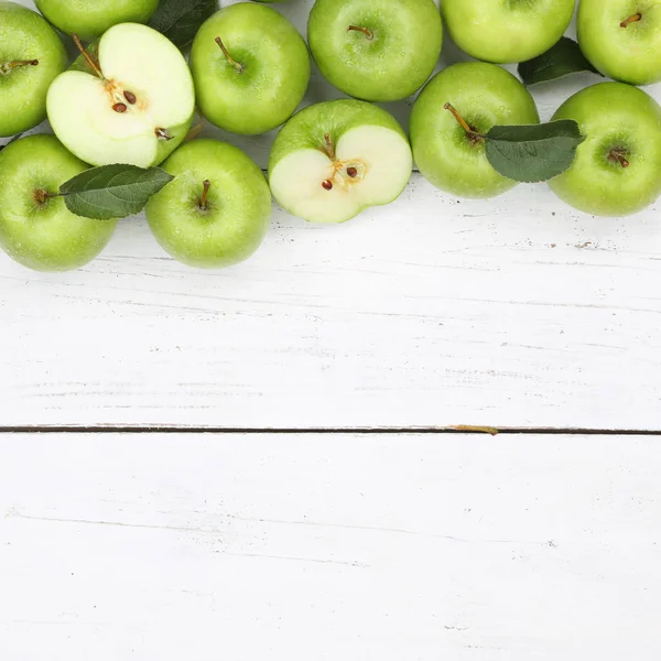 Яблоки яблоки фрукты квадрат зеленый копирайтинг вид сверху — стоковое фото