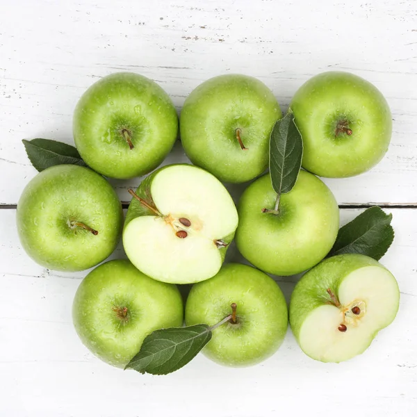 Яблоки яблоки фрукты квадратный зеленый вид сверху — стоковое фото