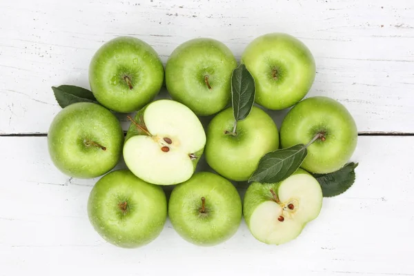 Яблоки яблоки фрукты зеленый вид сверху — стоковое фото