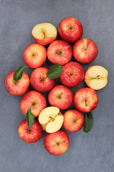 Apples apple fruit fruits portrait format slate red top view