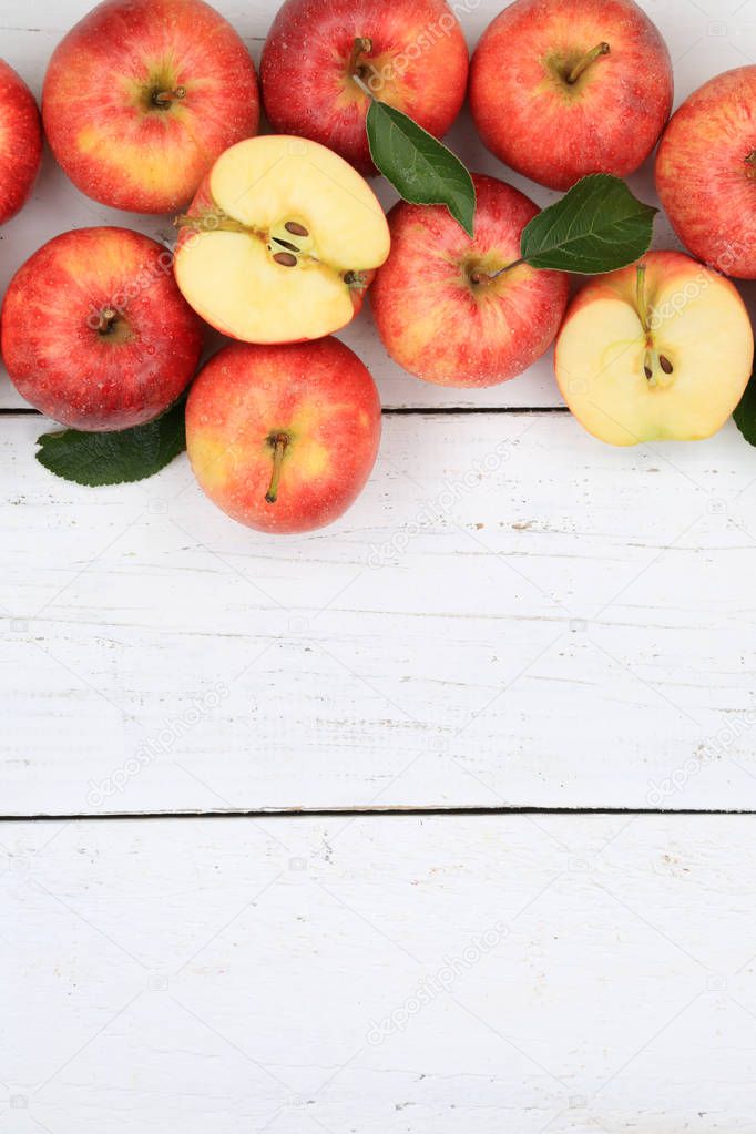 Apples apple fruit fruits red portrait format copyspace top view