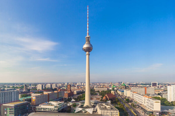 Berlin, Germany - August 31, 2017: Berlin skyline and tv tower, Alexanderplatz in Germany.