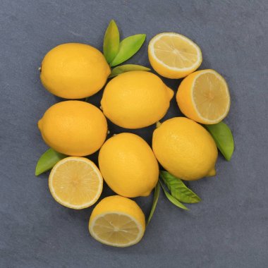 Limon limon meyve kayrak üstten görünüm kare