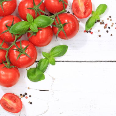 Domates domates kırmızı sebze kare boşaltmak Üstten Görünüm