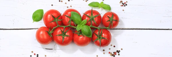 Ντομάτες Ντομάτα κόκκινο λαχανικών πανό κάτοψη — Φωτογραφία Αρχείου