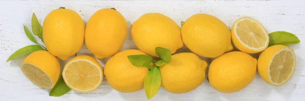 Lemon lemons fruits banner top view — Stock Photo, Image