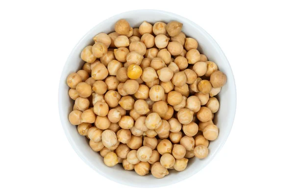 Chickpeas 완두콩 흰색 절연 그릇 위에서 원시 — 스톡 사진