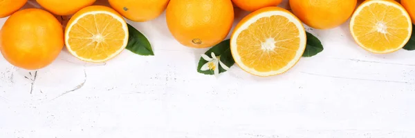 Oranges orange fruits copyspace bannière vue supérieure — Photo