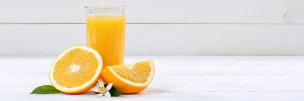 Orange Juice Oranges Banner Copyspace Fruit Fruits Fresh Drink — Stock Photo, Image