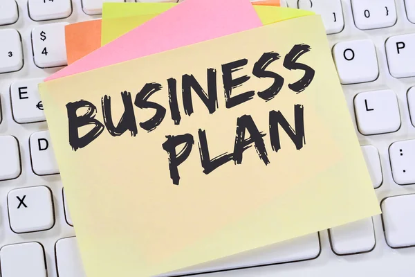 Business Plan Analysis Strategy Success Concept Company Note Paper Computer — Stock Photo, Image