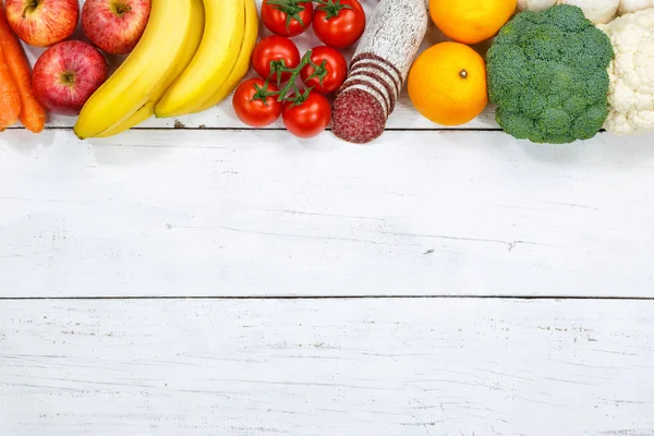 Fruits and vegetables food collection cooking ingredients copysp — Stock Photo, Image