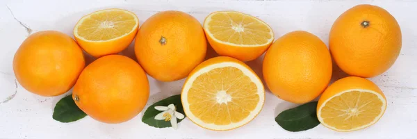 Oranges orange fruits bannière vue supérieure — Photo