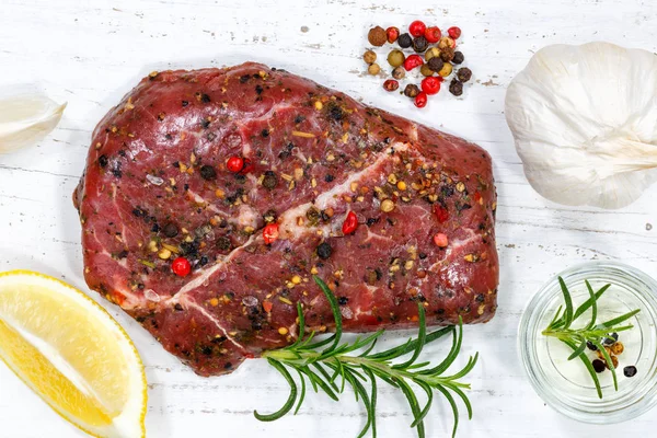 Meat raw beef steak top view — Stock Photo, Image