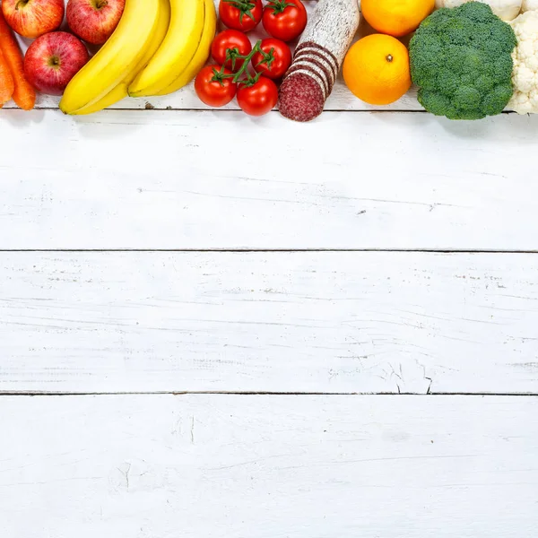 Frukt och grönsaker mat samling matlagning ingredienser fyrkantig — Stockfoto
