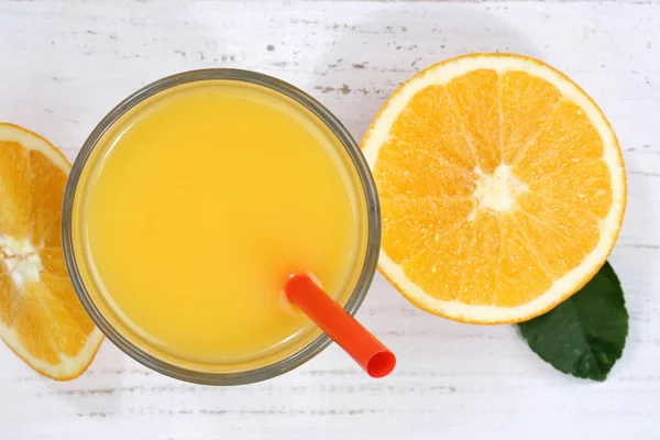 Pomarańcze pomarańczowy sok z góry owoc owoce — Zdjęcie stockowe