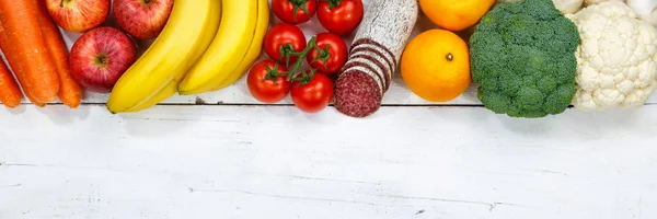 Ovoce a zelenina potravinové sbírce vaření ingrediencí nápis — Stock fotografie