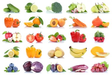 Meyve sebze ve meyve toplama elma portakal ber izole