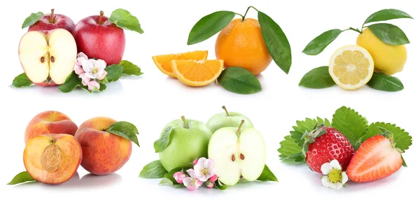 Ovoce jablko oranžové jablka pomeranče jahody čerstvé ovoce sbírat — Stock fotografie