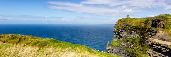 Cliffs of Moher Ireland panoramic view travel traveling sea natu