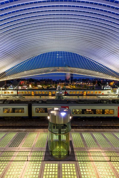 Liege Guillemins train railway station hall platform Santiago Ca — Stock Photo, Image