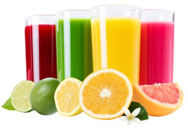 Suyu güler yüzlü turuncu meyve smoothies cam izole o meyveler