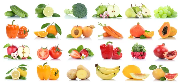Frukt frukt och grönsaker samling isolerade apple orange gra — Stockfoto