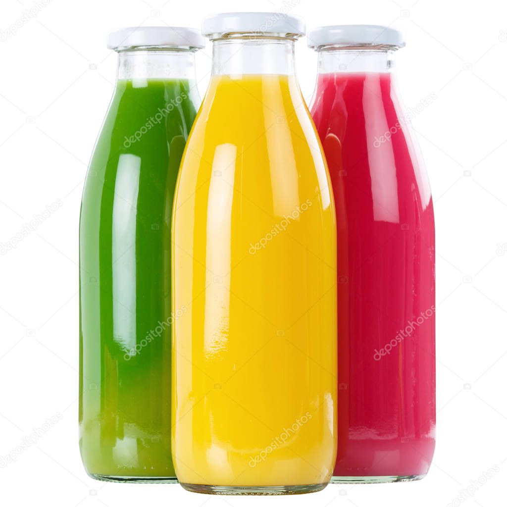 Juice smoothie smoothies in bottle square isolated on white