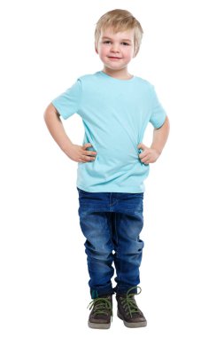 Çocuk evlat tam vücut portre izole küçük çocuk sarışın saç w