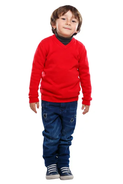 Çocuk evlat üzerinde beyaz izole küçük çocuk tam vücut portre — Stok fotoğraf