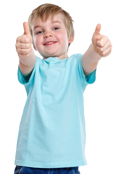 Child kid smiling little boy success successful winner thumbs up — Stock Photo, Image