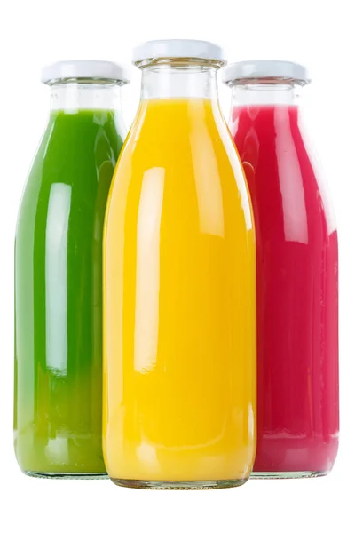 Batidos de zumo de fruta en formato retrato de botella aislado —  Fotos de Stock