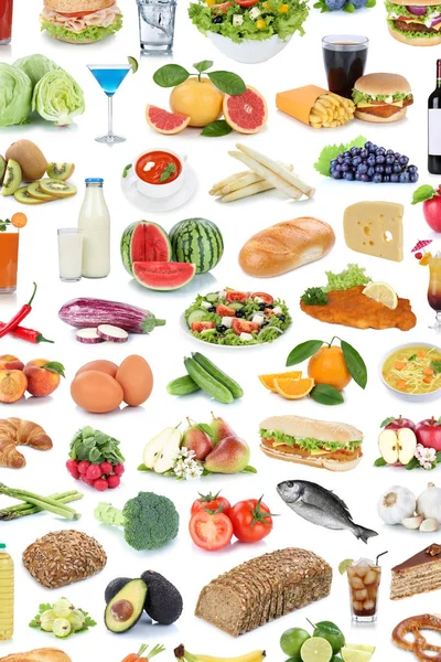 Mat och dryck samling bakgrund frukter grönsaker friska d — Stockfoto