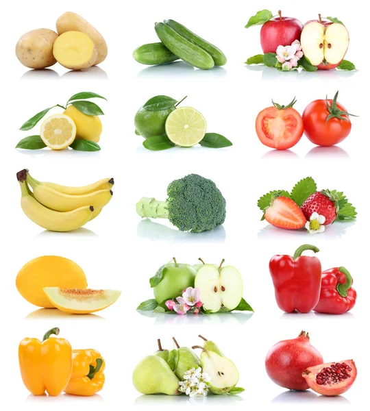 Fruit veel groenten en fruit collectie geïsoleerde Appel-peren — Stockfoto