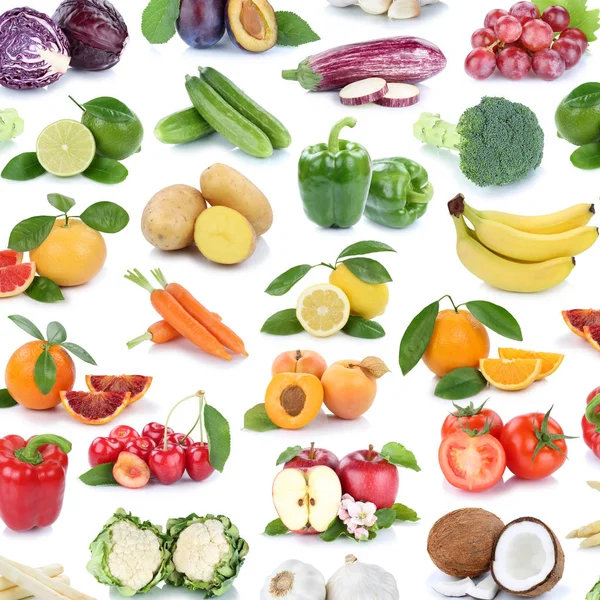 Frutas e legumes coleção isolado maçã laranja backgroun — Fotografia de Stock