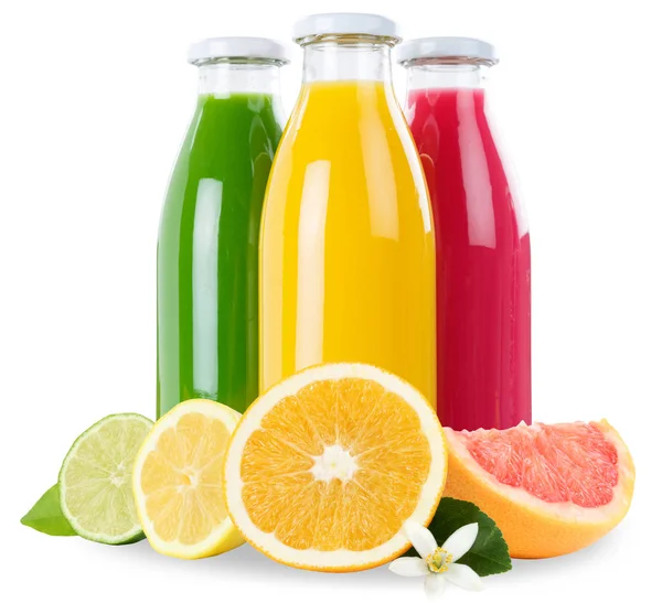 Fruit juice smoothie fruits smoothies in bottle isolated — Stock Photo, Image