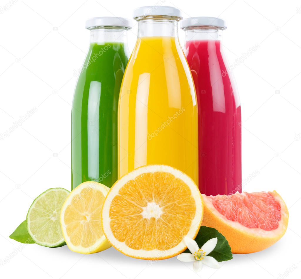 Fruit juice smoothie fruits smoothies in bottle isolated