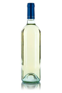 beyaz şarap şişesi üzerinde beyaz izole