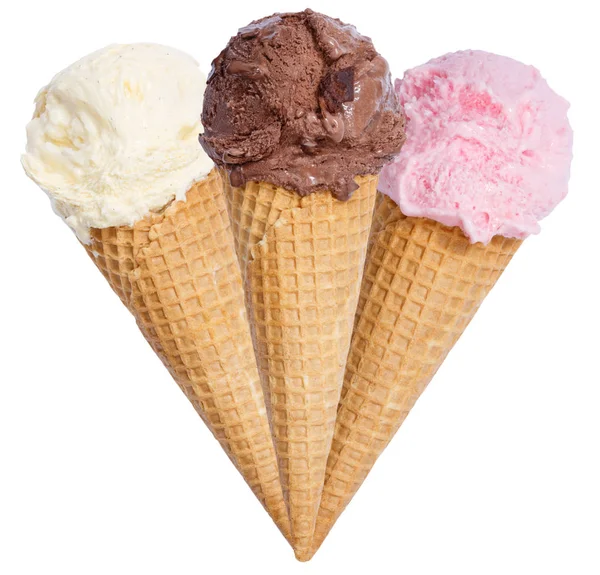 Helado cucharada helado cono vainilla chocolate helado aislado Imágenes De Stock Sin Royalties Gratis