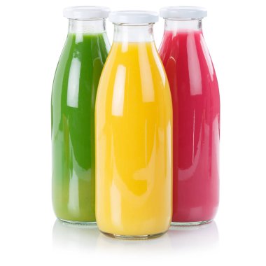 Suyu portakal güler yüzlü smoothies şişede WHI üzerinde izole kare